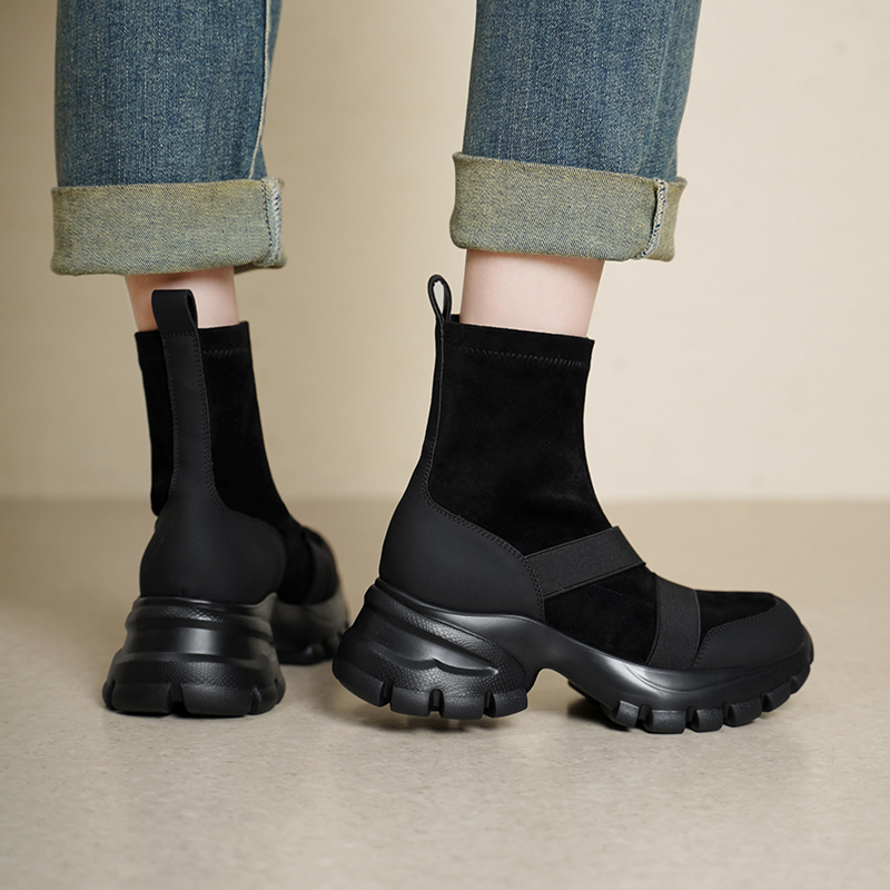Women Suede Stretch Sock Boots - Toe Sock Split review and price